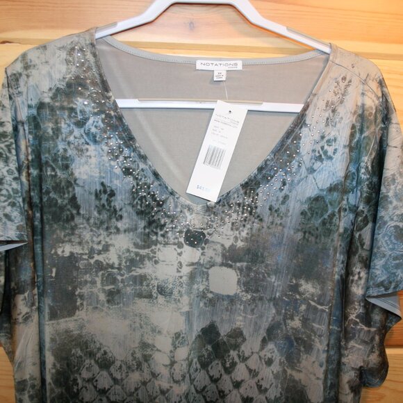 NWTS Notations Green/Black Geometric Top Size 3X - Picture 2 of 3